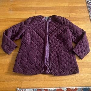 Anne Klein Quilted Diamond-Pattern Jacket in Deep Plum/Burgundy Size Large